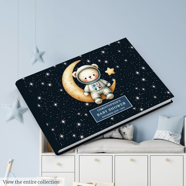Blue Teddy Bear Astronaut Baby Boy Guest Sign Book (Blue Teddy Bear Astronaut Baby Boy Guest Sign)