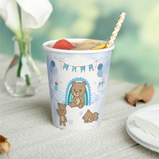 Blue Teddy Bear Baby Shower Cups (Insitu)