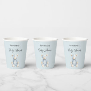 Blue Teddy Bear Baby Shower Paper Cups