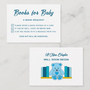 Blue Teddy Bear Baby Shower Please Bring A Book Enclosure Card