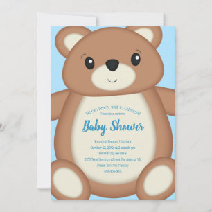 Blue Teddy Bear Baby Shower - Style 1 Invitation