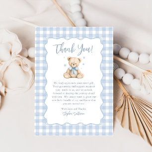Blue Teddy Bear Baby Shower Thank You Card