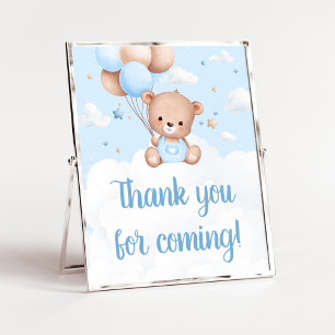 Blue Teddy Bear Baby Shower Thank you Sign