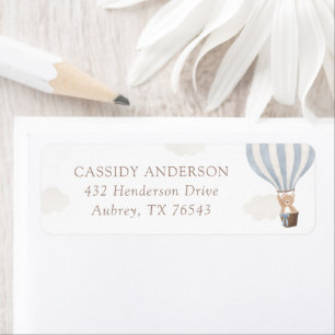 Blue Teddy Bear Balloon Baby Shower Return Address Label