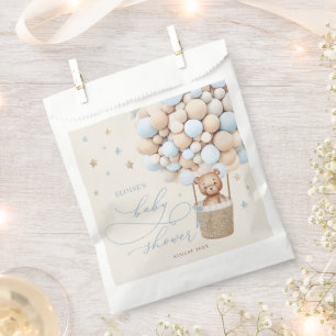Blue Teddy Bear Balloon Bearly Wait Baby Shower Favour Bag