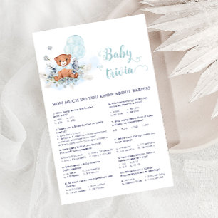 Blue Teddy Bear Balloons Bearly Wait Trivia Game