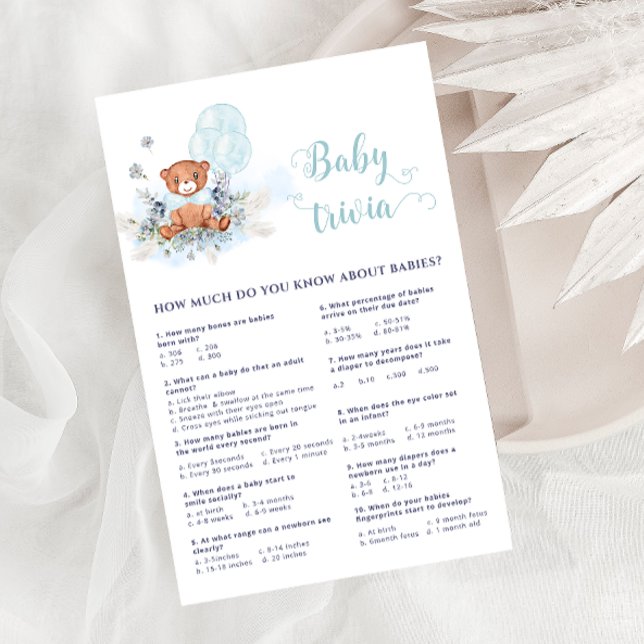 Blue Teddy Bear Balloons Bearly Wait Trivia Game (Creator Uploaded)