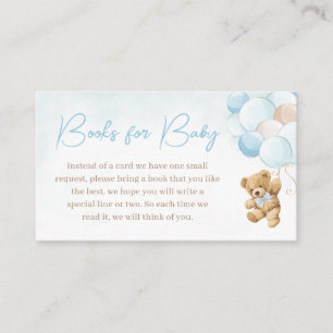 Blue Teddy Bear Balloons Books for Baby Enclosure Card