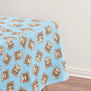 Blue Teddy Bear Birthday Party Tablecloth