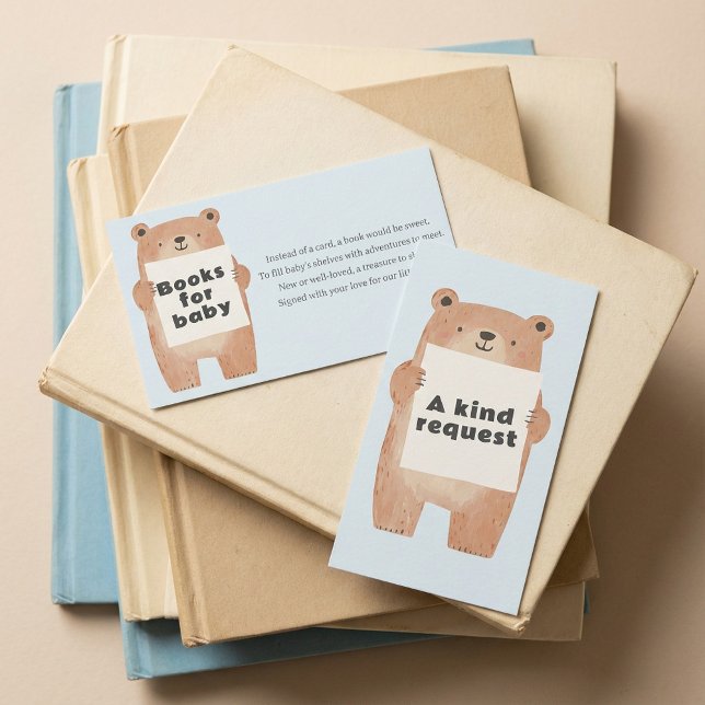 Blue teddy Bear Books for baby Request Enclosure Card (Blue teddy Bear Books for baby Request Enclosure Card.)