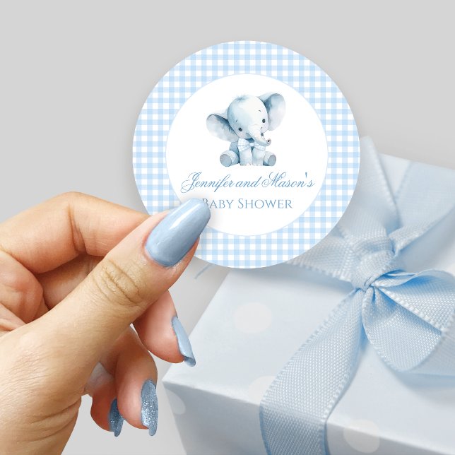 Blue Teddy Bear Bow Balloon Baby Boy Shower  Classic Round Sticker (Creator Uploaded)