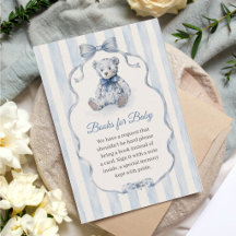 Blue Teddy Bear Boy Baby Shower