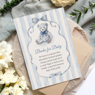 Blue Teddy Bear Boy Baby Shower Enclosure Card