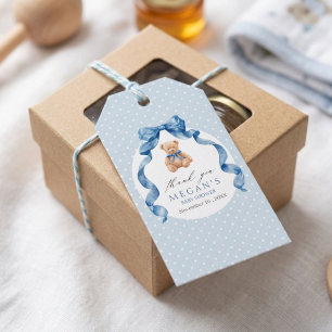 Blue Teddy Bear Boy Baby Shower  Gift Tags