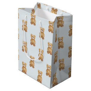 Blue Teddy Bear Boy Baby Shower Medium Gift Bag
