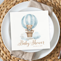 Blue Teddy Bear Boy Baby Shower