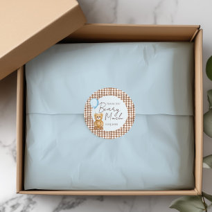 Blue Teddy Bear Boy Baby Shower Thank You Classic Round Sticker