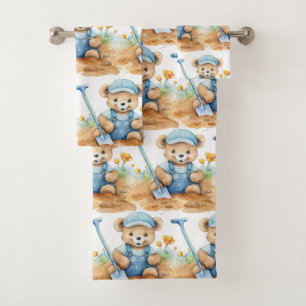  Blue Teddy Bear Boy's Bath Towel Set