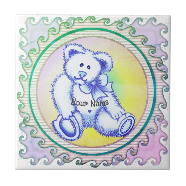 Blue Teddy Bear  Ceramic Tile (Front)