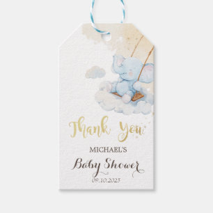 Blue Teddy Bear Clouds Baby Shower Gift Tags
