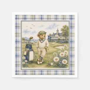 Blue Teddy Bear Country Club Golf Napkin
