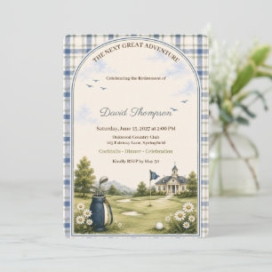 Blue Teddy Bear Country Club Retirement Party Invitation