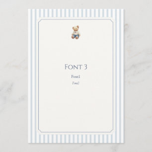 Blue Teddy Bear Custom 5x7 Baby Shower Game Advice Card