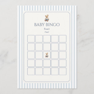 Blue Teddy Bear Custom 5x7 Binbgo Shower Advice Card