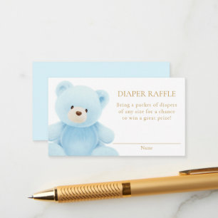 Blue Teddy Bear Diaper Raffle Enclosure Card