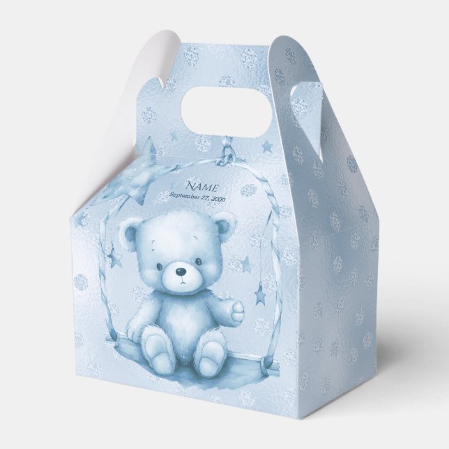 Blue Teddy Bear Favour Box (Front Side)