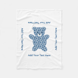 Blue Teddy Bear Fleece Blanket