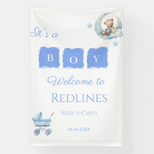 Blue Teddy Bear It’s a Boy Baby Shower Banner
