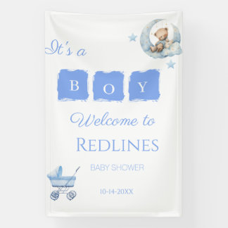 Blue Teddy Bear It’s a Boy Baby Shower Banner