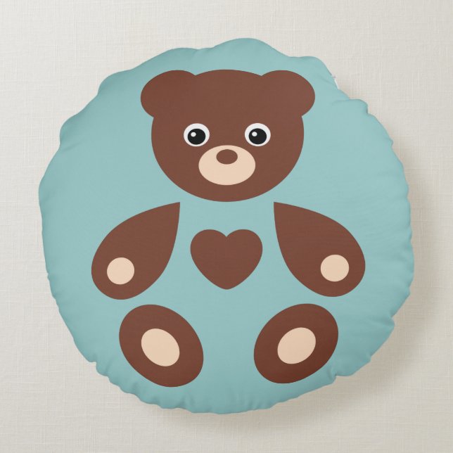 Blue Teddy Bear Monogram Baby Pillow (Back)