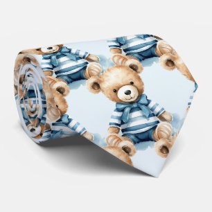Blue Teddy Bear Neck Tie