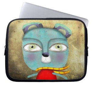 Blue Teddy Bear Neoprene Laptop Sleeve