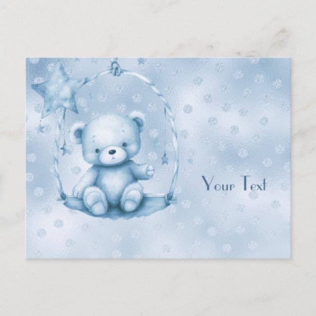 Blue Teddy Bear Postcard (Front)