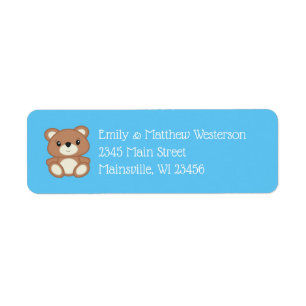 Blue Teddy Bear Return Address Label