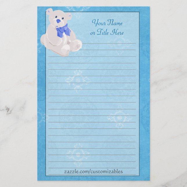 Blue Teddy Bear Stationery (Front)