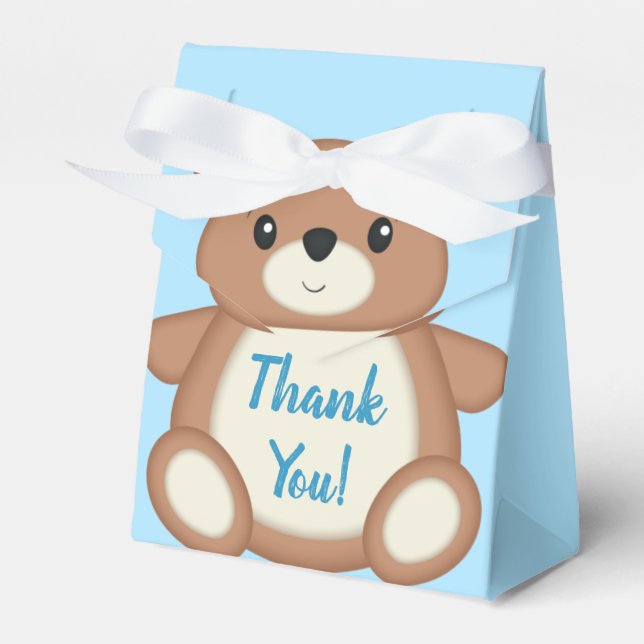 Blue Teddy Bear Thank You Favour Box (Front Side)