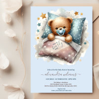 Blue Teddy Bear We Can Bearly Wait Baby Shower