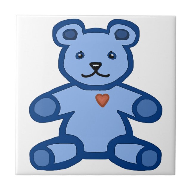 Blue teddy bear with love heart tile (Front)