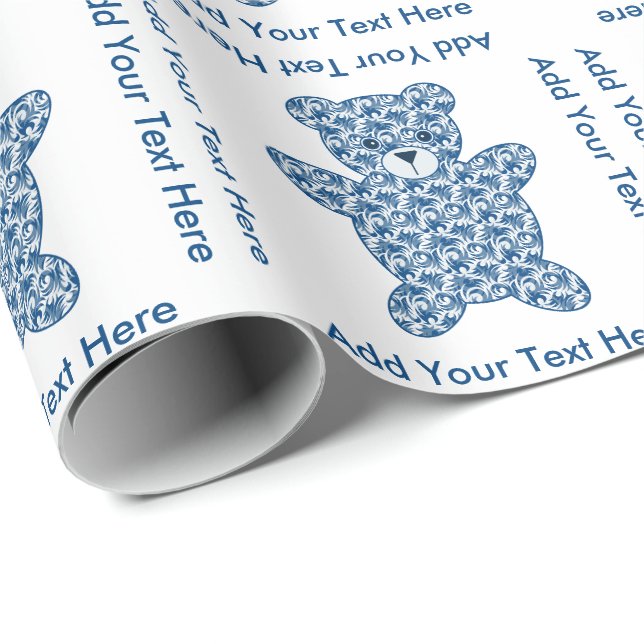 Blue Teddy Bear Wrapping Paper (Roll Corner)