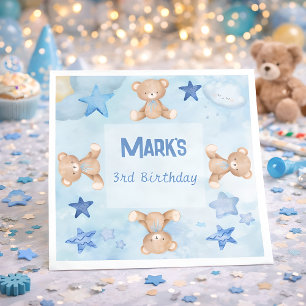 Blue teddy bears cute Birthday Napkin