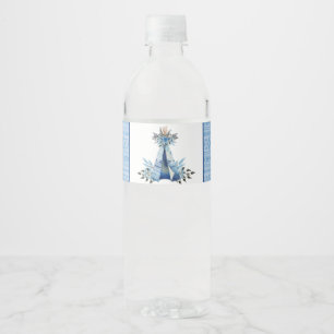 Blue Teepee Tribal Boho Water Bottle Labels