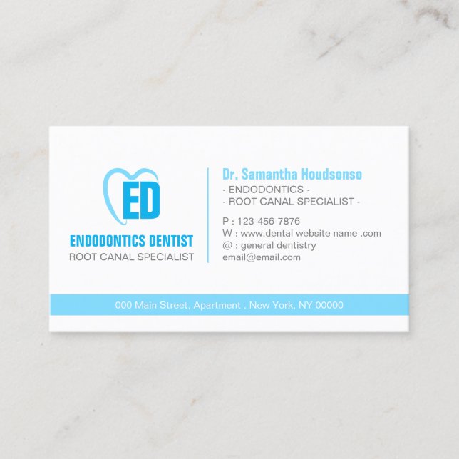 Blue Teeth Modern Formal Branding Dentist Business Card (Front)