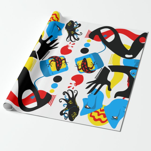 Blue television wrapping paper (Unrolled)