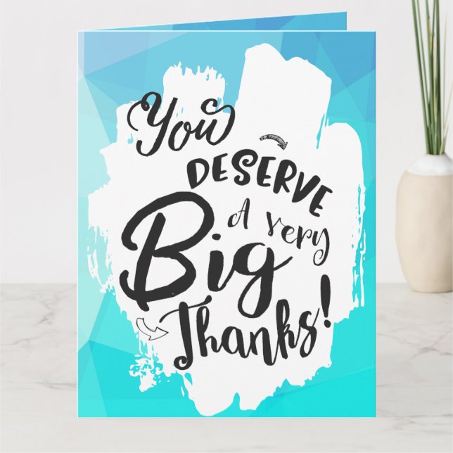 Blue Tempest Typography Giant Thank You Card (Front)