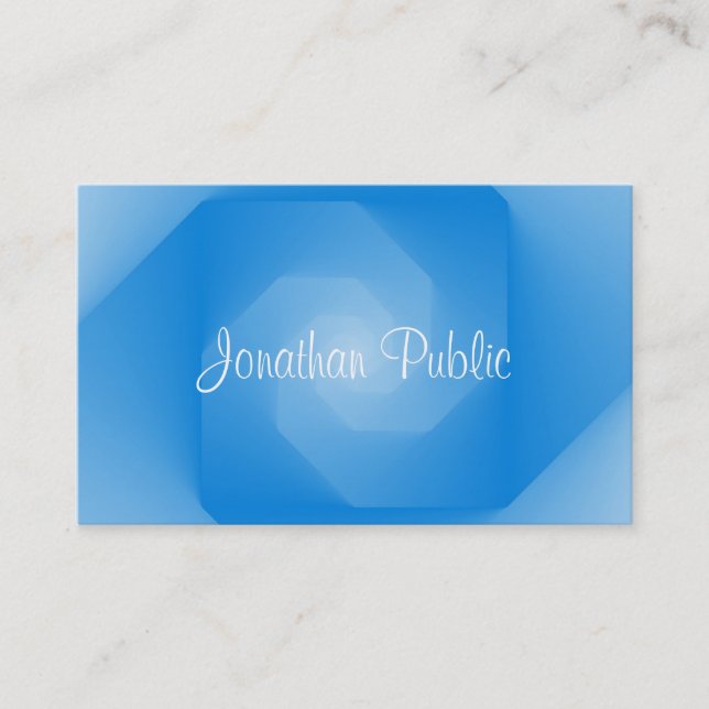 Blue Template Professional Handwritten Script Text Business Card (Front)