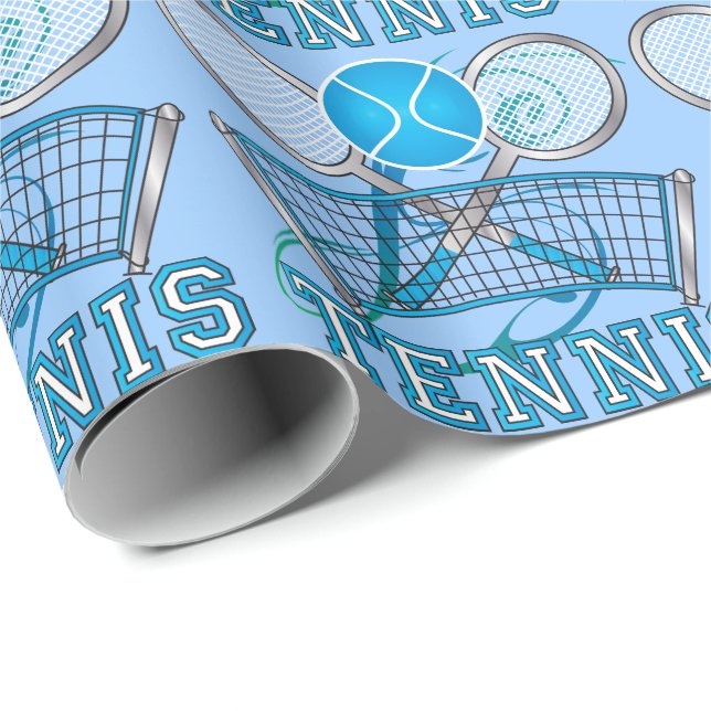 Blue Tennis Ball Game Wrapping Paper (Roll Corner)